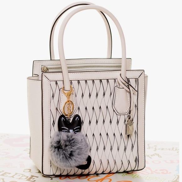 Accessories - 🐈⬛ Plush Kitty Cat Charm Keychain Faux Rabbit Fur Gray